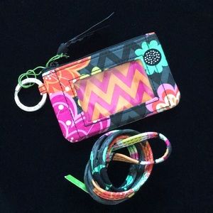 Vera Bradley Lanyard Zip ID Case Ziggy Zinnia